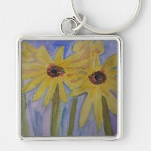 Porte-clés Été Fleurs de soleil jaunes Premium Key Ring