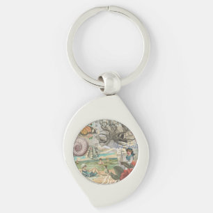 Porte-clés été plage vintage pieuvre antique voile