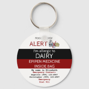 Porte-clés Étiquette Alerte pour allergie et médicaments pour
