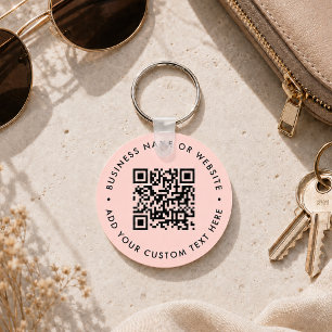 Porte-clés   Étiquette code QR personnalisé rose p