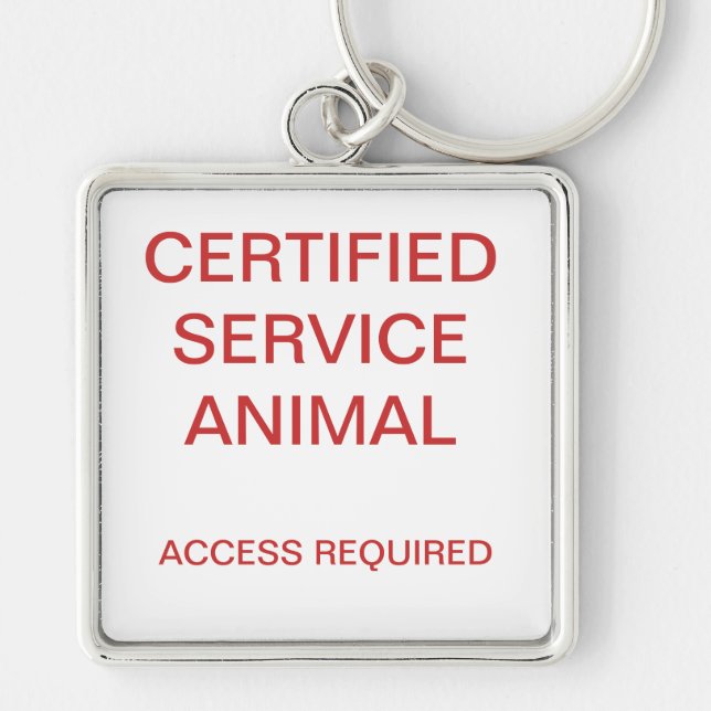Porte-clés Étiquette de chien animale certifiée de service (Devant)