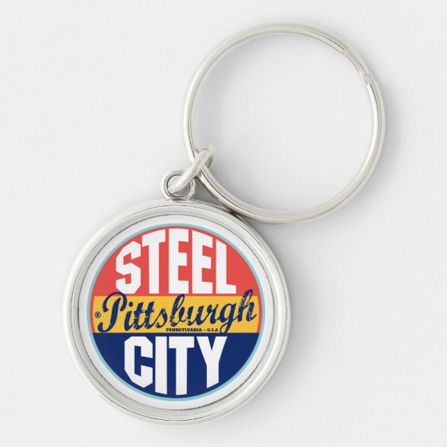 Porte-clés Étiquette vintage de Pittsburgh (Devant)