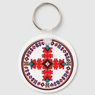 Porte-clés étno imprimé en métal croisé triple porte-monnaie 