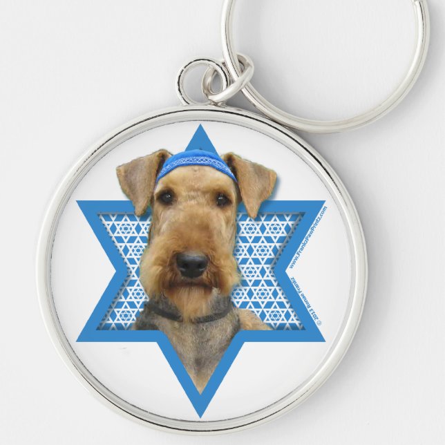 Porte-clés Étoile de David de Hanoukka - Airedale Terrier (Devant)
