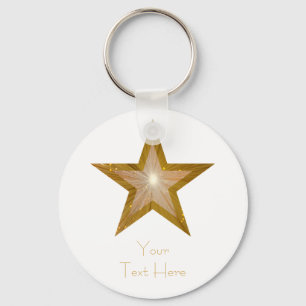 Porte-clés Étoile d'or blanc de porte - clé des "vos textes"
