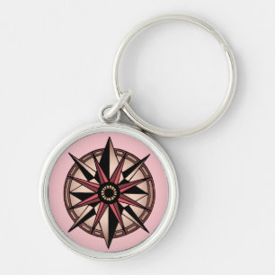 Porte-clés étoile rose de boussole