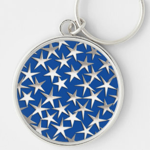 Porte-clés Étoiles d'argent sur bleu cobalt