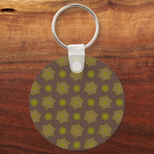 Porte-clés Étoiles et cercles en brun et vert