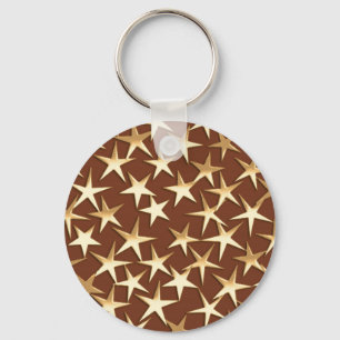 Porte-clés étoiles or sur chocolat brun