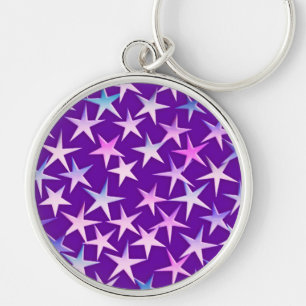 Porte-clés étoiles satinées, lavande sur violet