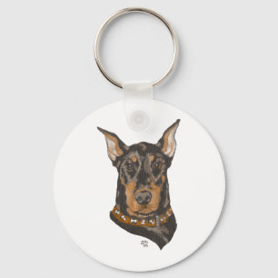 Porte-clés Étude de tête de Doberman Pinscher