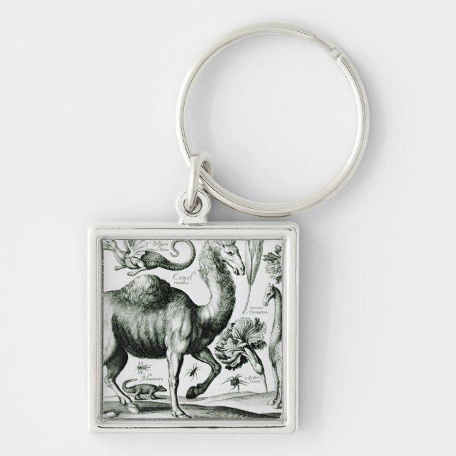 Porte-clés Étude des animaux et des fleurs, gravée (Devant)