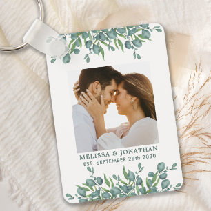 Porte-clés Eucalyptus Green Modern Couple Mariage photo