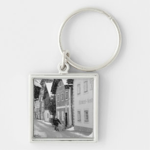 Porte-clés Europe, Autriche, Hallstat. Rue enneigée