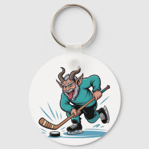 Porte-clés Evil Krampus Jouer Hockey sur glace Sport de Noël