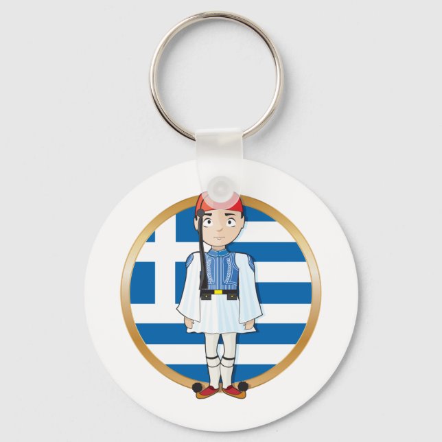Porte-clés Evzone grecque avec drapeau (Recto)