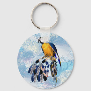 Porte-clés exotic-parrot bird tone feather guests gift