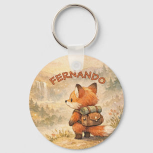Porte-clés Explorateur Renard de la Forêt Cute Aquarelle Écol