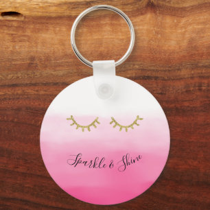 Porte-clés Eyelashes de Parties scintillant en or rose