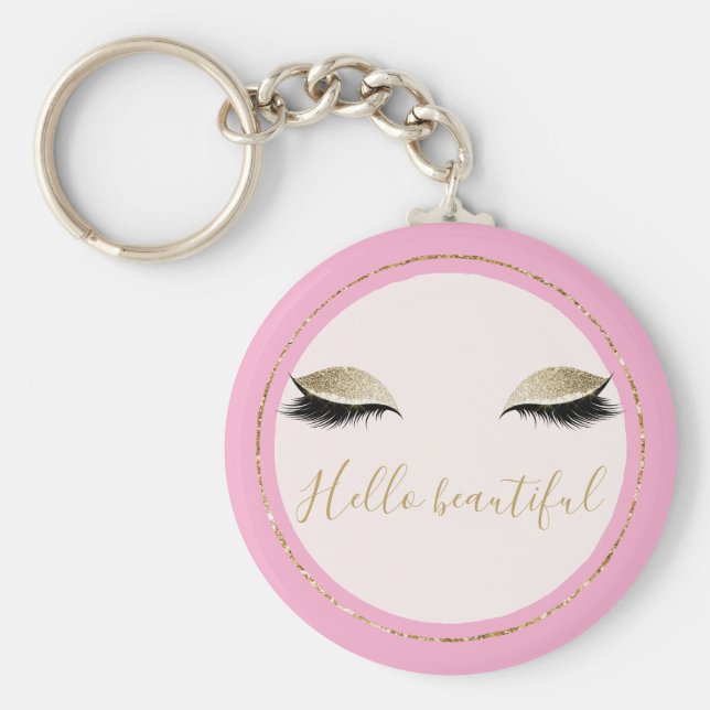 Porte-clés Eyelashes Noir Chic Rose Or Glitzy (Devant)