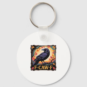 Porte-clés F-caw-f Corbeau Halloween effrayant d'automne Feui