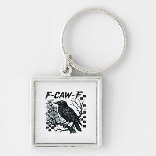 Porte-clés F-Caw-F Crow Bird Retro Classic (Devant)