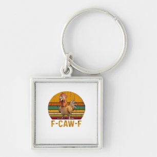 Porte-clés F-Caw-F Humour de poulet essentiel minimaliste pro