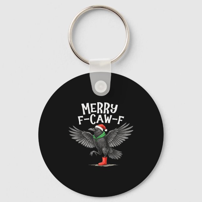 Porte-clés F-caw-f Merry Christmas Funny Crow Raven  (Recto)