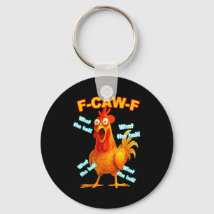 Porte-clés F-caw-f Quel Héli Poulet Drôle Mème Vintage 