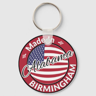 Porte-clés Fabriqué à Birmingham Alabama Drapeau des étoil