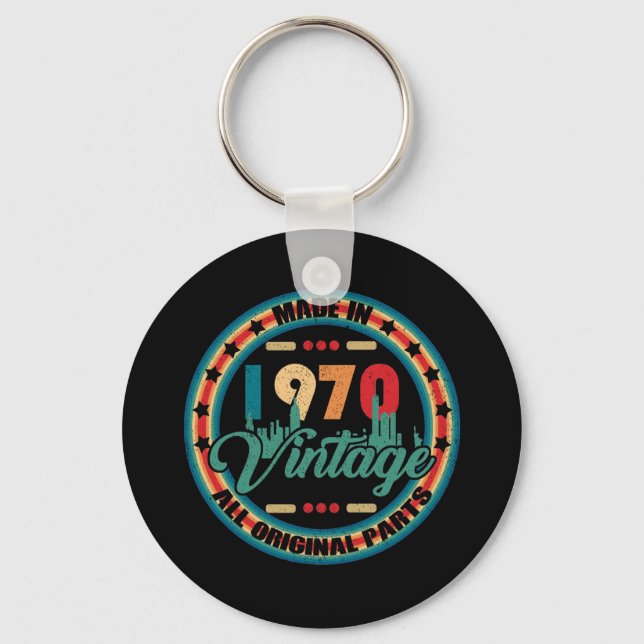 Porte-clés Fabriqué En 1970 Classique 52e Anniversaire Tous O (Recto)