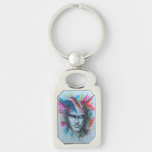 Porte-clés Face d'aquarelle