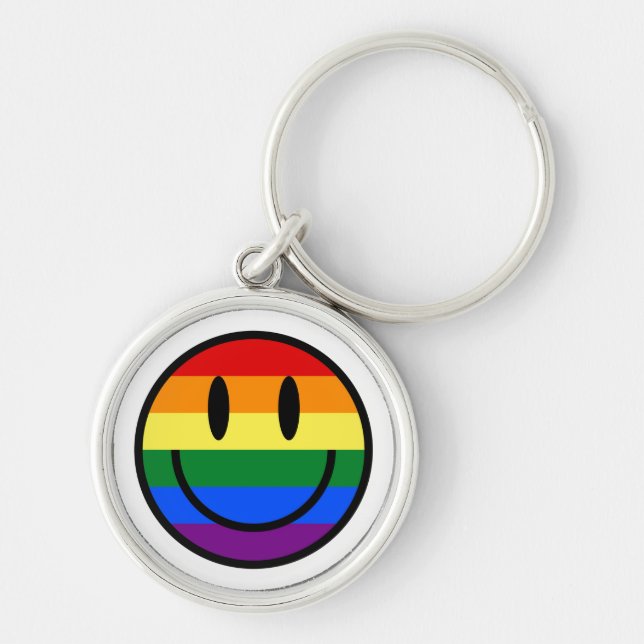 Porte-clés Face souriante arc-en-ciel (Devant)