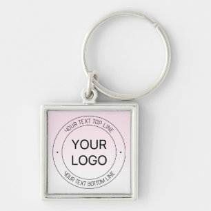 Porte-clés Facile Logo Remplacement & Editable Texte Rose Omb