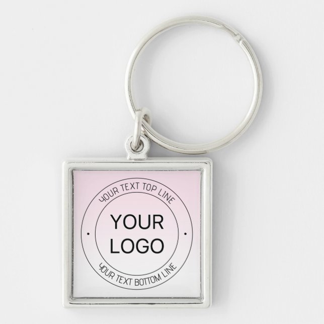 Porte-clés Facile Logo Remplacement & Editable Texte Rose Omb (Devant)