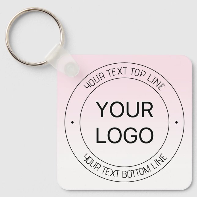 Porte-clés Facile Logo Remplacement & Editable Texte Rose Omb (Recto)