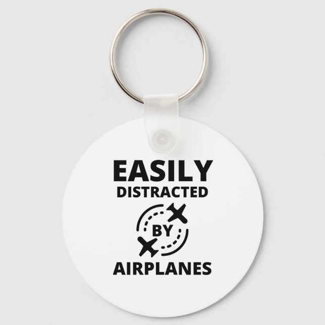 Porte-clés Facilement distrait par les avions amusant pilote  (Recto)