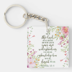 Porte-clés Faire confiance au Seigneur floral