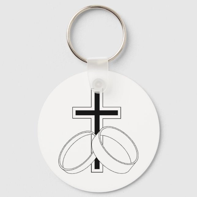 Porte-clés Faire-part de mariage religieuse (Recto)