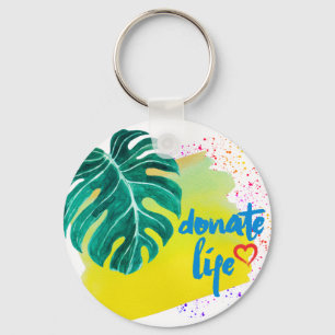 Porte-clés Faire un don Vie Aquarelle Tropicale Jaune