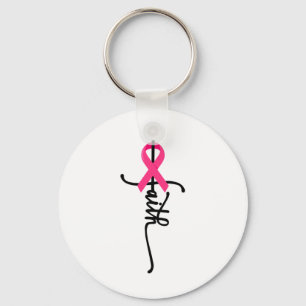 Porte-clés Faith Cross Guerrier Survivant Pink Ribbon Breast