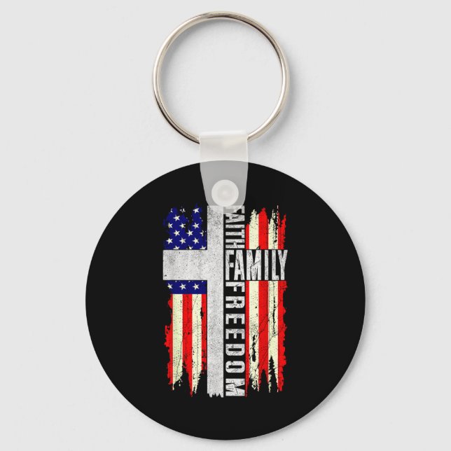 Porte-clés Faith Family Dom - Patriotic Christian Vintage Usa (Recto)