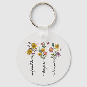 Porte-clés Faith Hope Love - Floral Inspirational