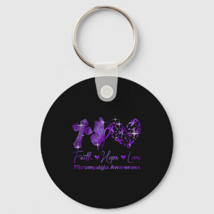 Porte-clés Faith Hope Love Purple Ribbon Fibromyalgie Award