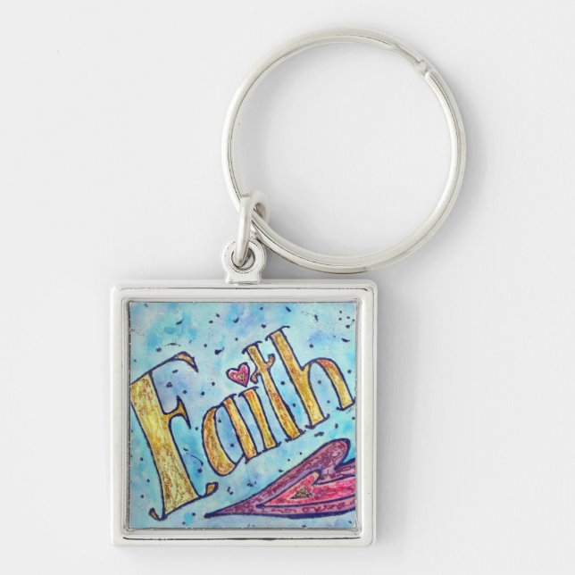 Porte-clés Faith Word Art Peinture Porte - clé Inspirationnel (Devant)