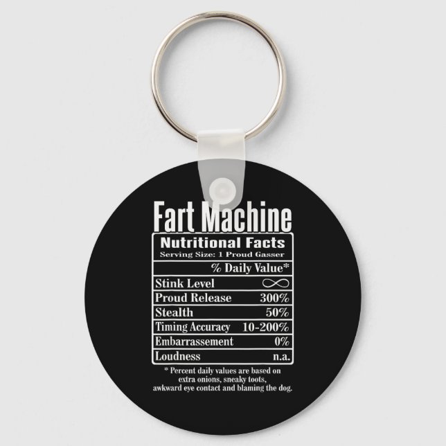 Porte-clés Faits Nutritionnels Machine à Pets Blagues de Papa (Recto)