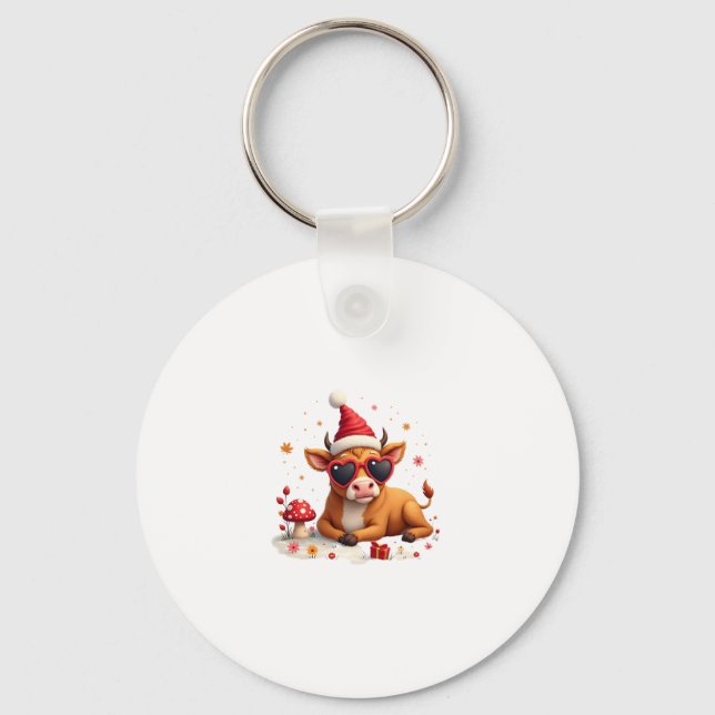 Porte-clés Fall Highland Cow Pumpkin Bow Christmas Girls Kids (Recto)
