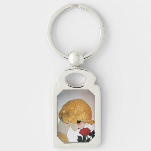 PORTE-CLÉS FAMILLE AVEC ROSE ROSE ROUGE