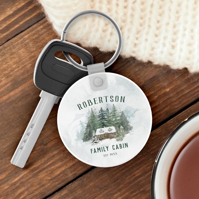 Porte-clés Famille Cabine Pins de Forêt Personnalisé (Créateur téléchargé)