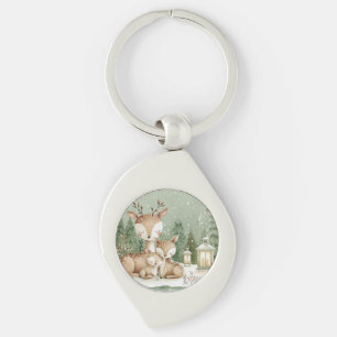 Porte-clés Famille de cerfs de la forêt boisée